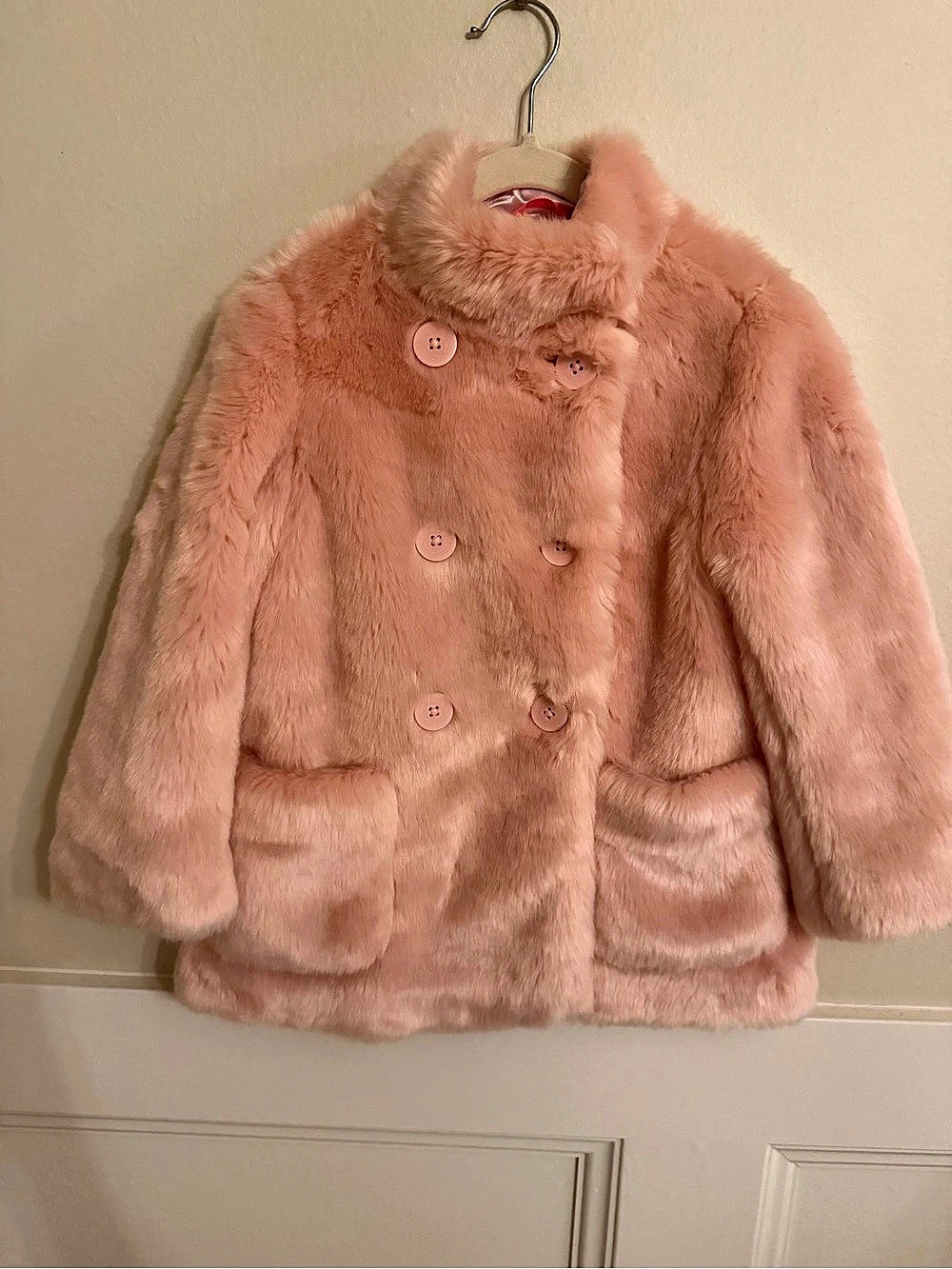 crewcuts Faux Fur Coat Pink Girls 4-5 NWT
